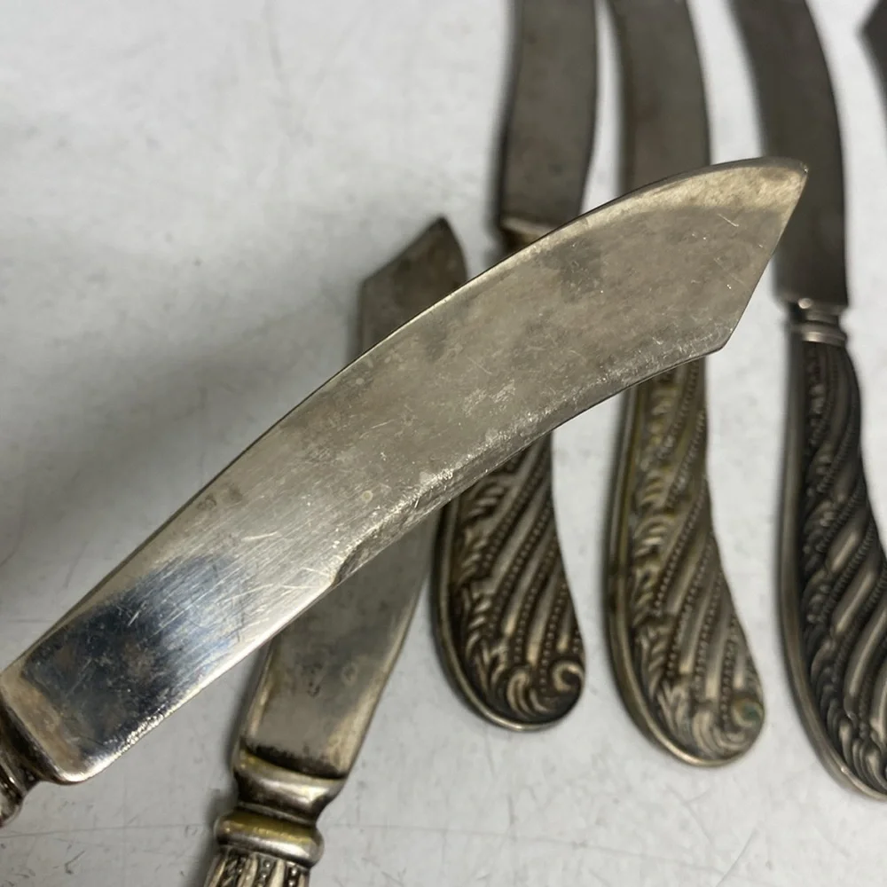 CINDERELLA Flat Handle Fruit Knives 1885 Silverplate Butter Knife